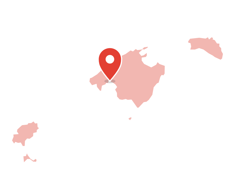 Mapa de las Islas Baleares con la ubicación de Palma de Mallorca